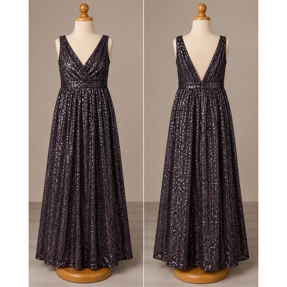Miss Mint Always & Forever Plum Sequin Formal Gown Maxi Dress Women's Size 8